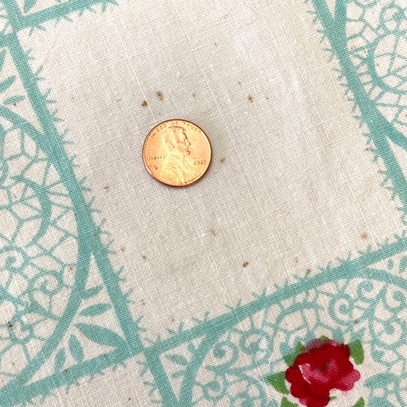 Vintage Aqua Red Printed Floral Cotton Tablecloth Six Napkins Set READ PLEASE - Picture 12 of 15